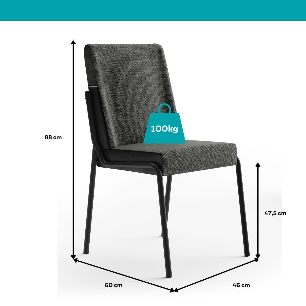 Conjunto Sala De Jantar 4 Cadeiras Verona Carraro Freijó Grafite Preto - 8