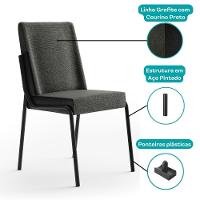 Conjunto Sala De Jantar 4 Cadeiras Verona Carraro Freijó Grafite Preto - 9