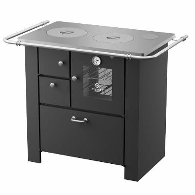 Fogão a Lenha 4 Bocas com Forno Elevare Industrial Master Preto Chapa de Alumínio