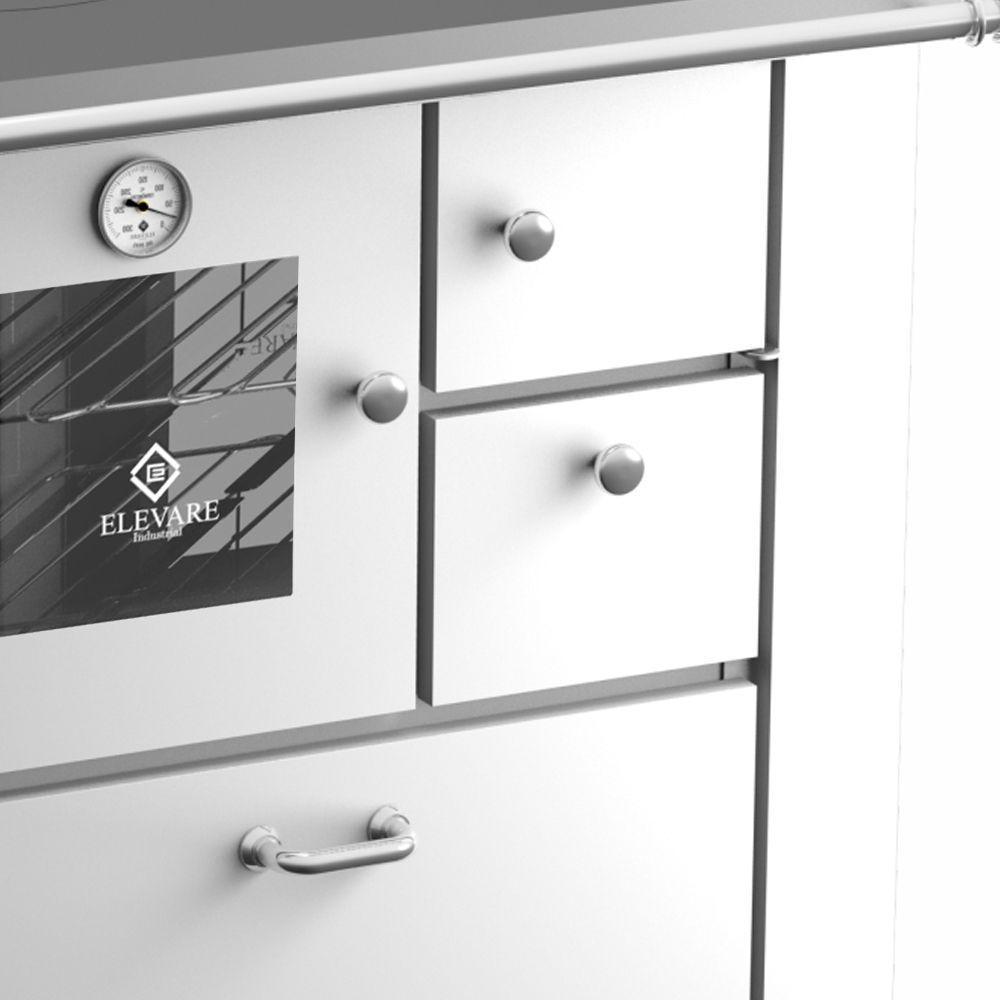 Fogão A Lenha Master Branco Chapa De Ferro Fundido N°02 Esq - 2