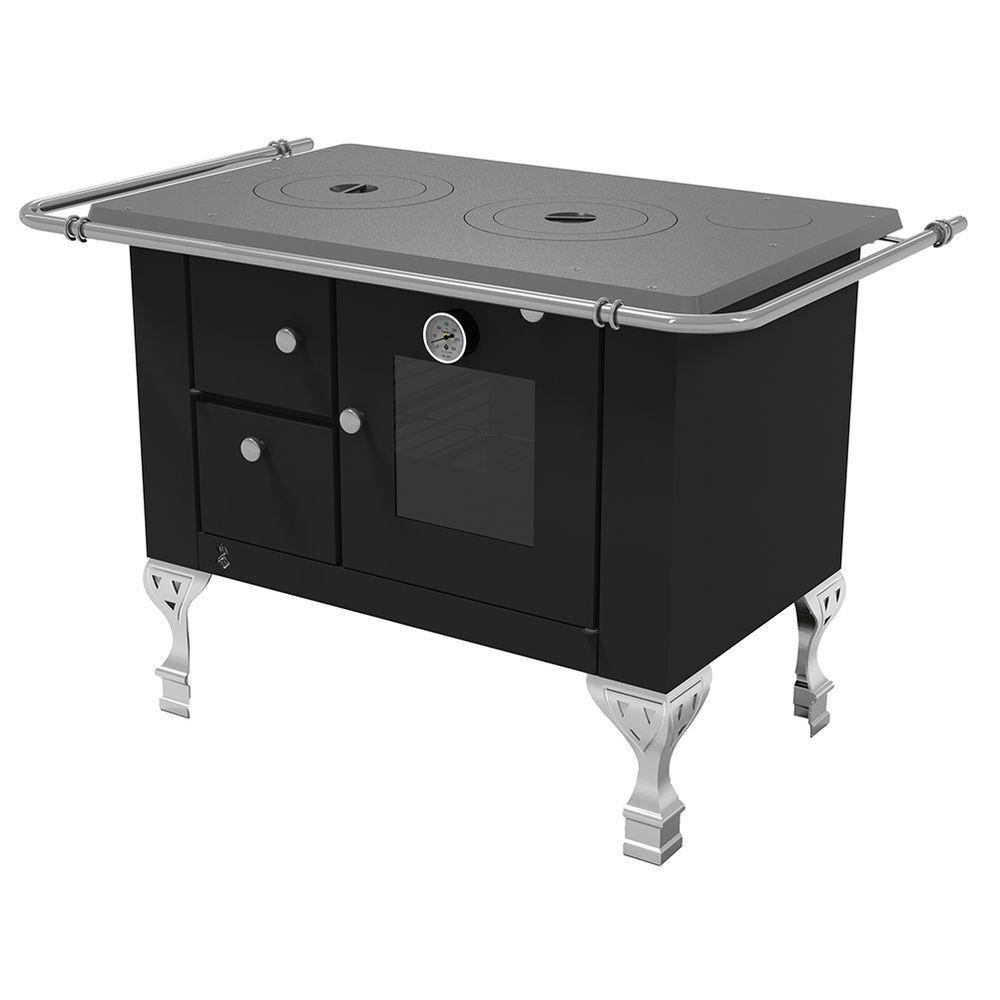 Fogão A Lenha Elegance Master Preto Chapa Aluminio N°01 Dir - 1