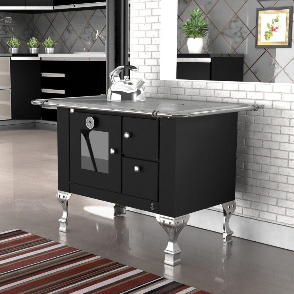 Fogão A Lenha Elegance Master Preto Chapa De Ferro N°01 Esq - 4