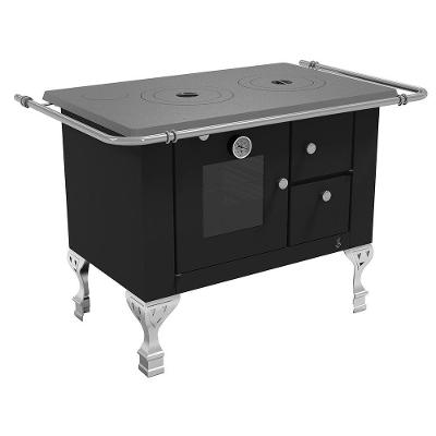 Fogão a Lenha Elegance Master N°01 Esquerdo Preto com Forno Elevare Industrial