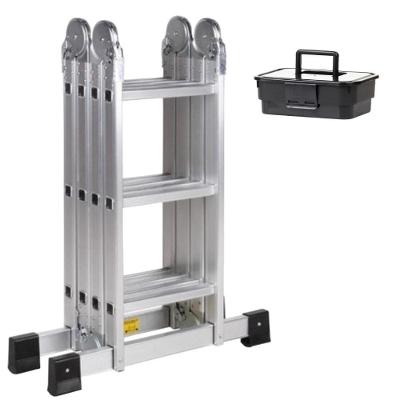 Escada De Alumínio 4x3 12 Degraus + Handy Box Cinza