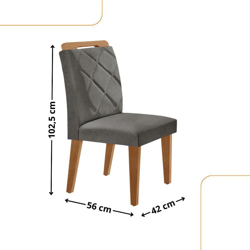 Mesa Liz 120 Mdf Com 4 Cadeiras Melissa Linho Grafite/naturalle/naturalle - 5