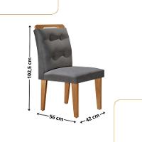 Mesa Liz 120 Mdf Com 4 Cadeiras Carol Linho Grafite/naturalle/naturalle