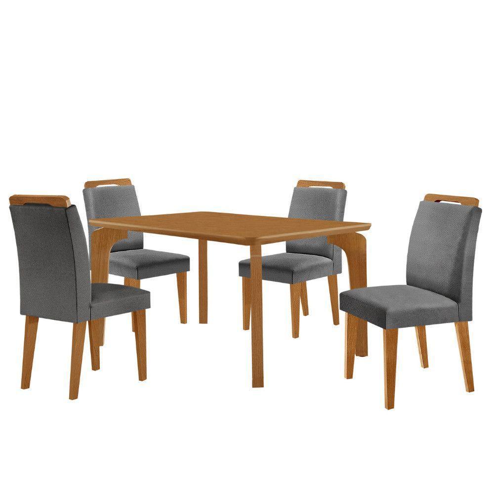 Mesa Liz 120 Mdf Com 4 Cadeiras Athenas Linho Grafite/naturalle/naturalle - 2