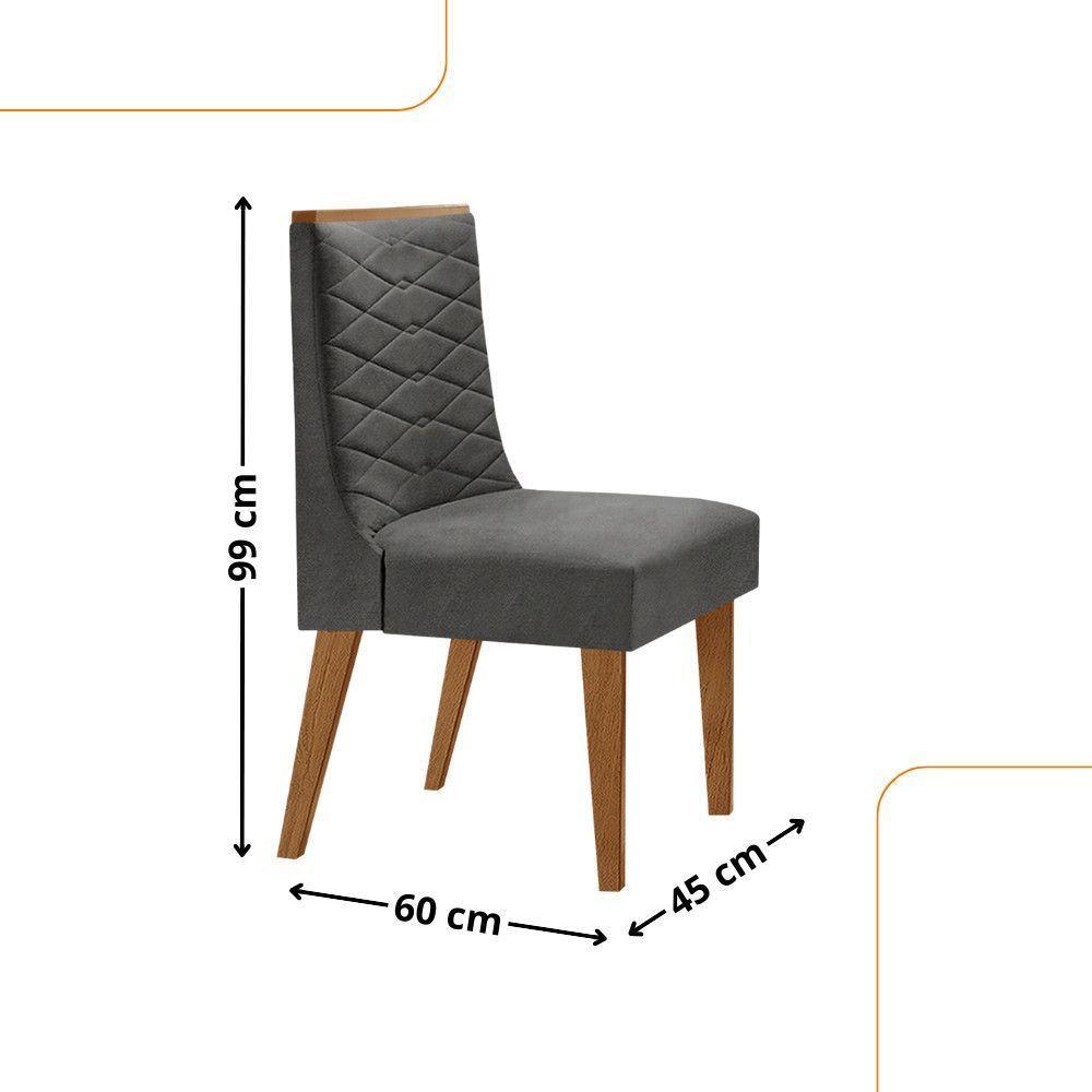 Mesa Liz 120cm Mdf Com 4 Cadeiras Safira Linho Grafite/naturalle/naturalle - 4