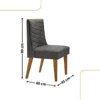 Mesa Liz 120cm Mdf Com 4 Cadeiras Safira Linho Grafite/naturalle/naturalle