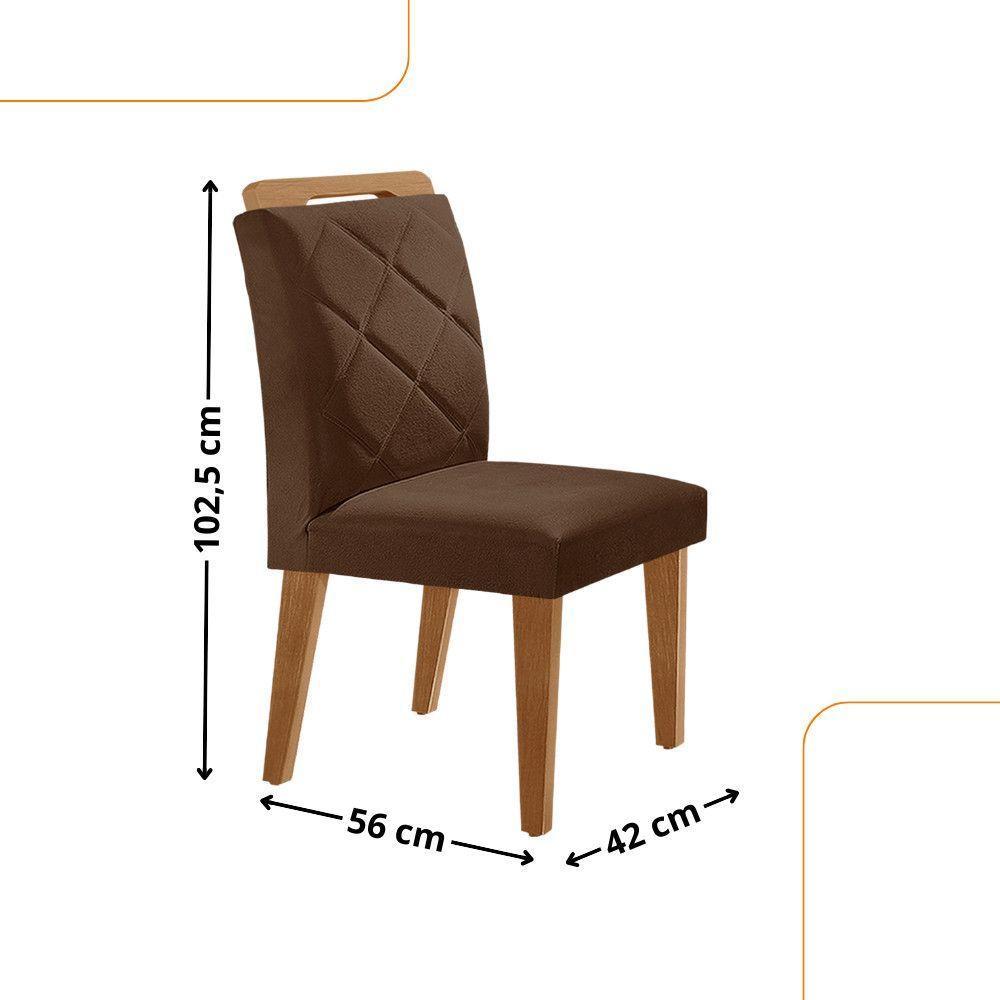 Mesa Liz 120 Mdf Canto Copo E Com 4 Cadeiras Melissa Veludo Marrom/naturalle - 4