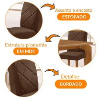 Mesa Liz 120 Mdf Canto Copo E Com 4 Cadeiras Melissa Veludo Marrom/naturalle - 6