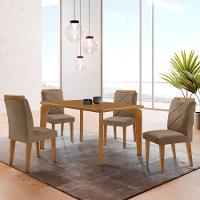 Mesa Liz 120 Mdf Canto Copo E Com 4 Cadeiras Melissa Veludo Capuccino/naturalle - 1