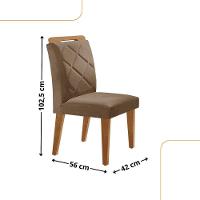 Mesa Liz 120 Mdf Canto Copo E Com 4 Cadeiras Melissa Veludo Capuccino/naturalle