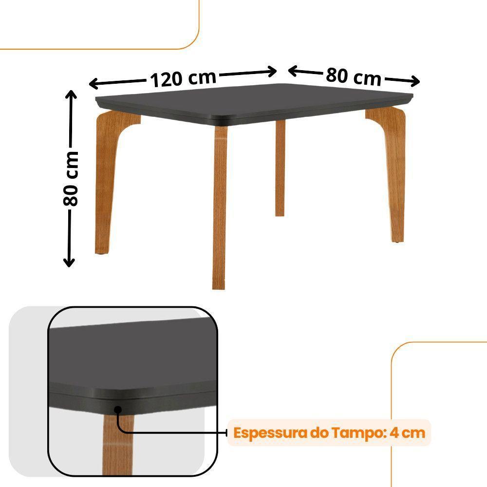 Conjunto Mesa Liz 120cm Mdf 4 Cadeiras Athenas Moderna Vel. Capuccino Grafite Imbuia - 2