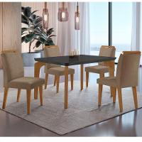 Conjunto Mesa Liz 120cm Mdf 4 Cadeiras Athenas Moderna Vel. Capuccino Grafite Imbuia - 1