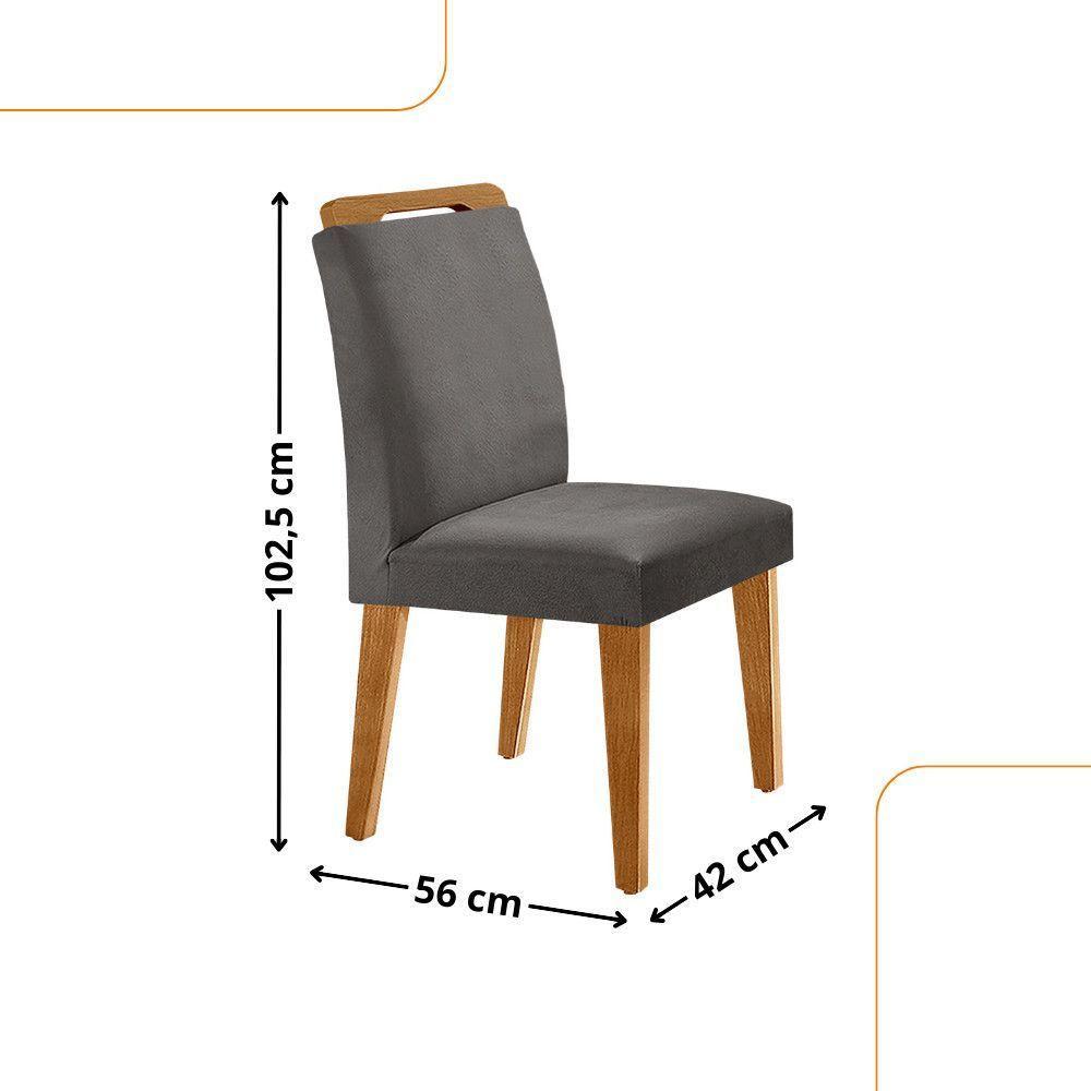 Conjunto Mesa Liz 120cm Mdf 4 Cadeiras Athenas Moderna Veludo Grafite E Imbuia - 4