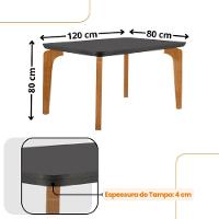 Conjunto Mesa Liz 120cm Mdf 4 Cadeiras Athenas Moderna Veludo Grafite E Imbuia - 3