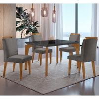 Conjunto Mesa Liz 120cm Com Vidro 4 Cadeiras Athenas Mod... Vel.grafite Grafite Imbuia Serig. Grafit - 1