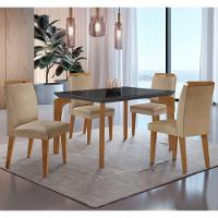 Conjunto Mesa Liz 120cm Com Vidro 4 Cadeiras Athenas Moderna Turim/grafite/imbuia/serig.graf - 1