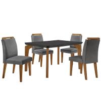 Conjunto Mesa Liz 120cm Com Vidro 4 Cadeiras Athenas Mod... Lin. Grafite Grafite Imbuia Serig. Grafi - 2
