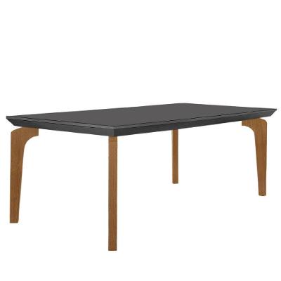 Mesa para Sala de Jantar Liz Retangular em MDF e Vidro 180cm Grafite Imbuia