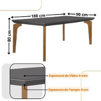 Mesa Para Sala De Jantar Liz 180cm Em Mdf E Vidro Grafite/ Imbuia/ Serig. Grafite - 3