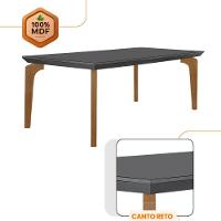 Mesa Para Sala De Jantar Liz 180cm Em Mdf E Vidro Grafite/ Imbuia/ Serig. Grafite - 1