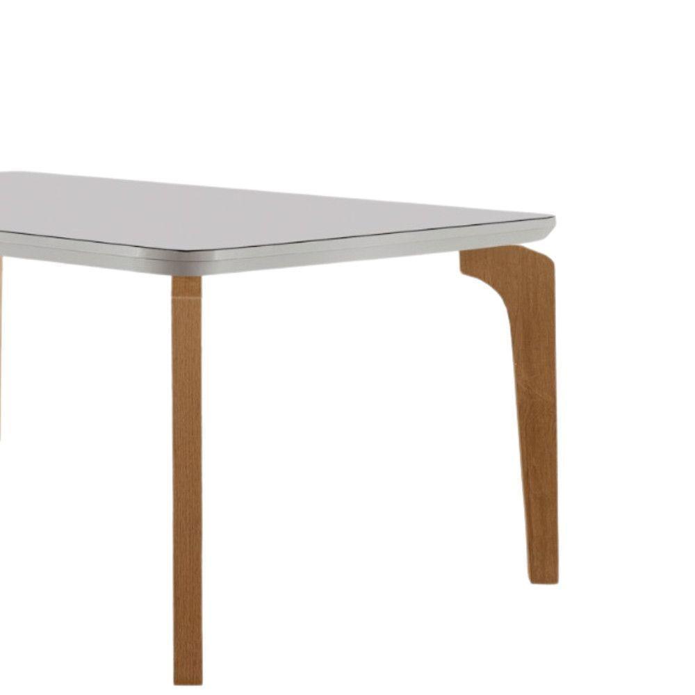 Mesa Sala De Jantar Liz 180cm Em Mdf E Vidro Com Canto Copo Off White/ Imbuia/ Serig. Off - 4