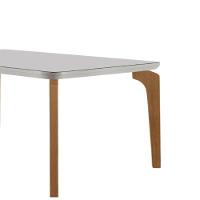 Mesa Sala De Jantar Liz 180cm Em Mdf E Vidro Com Canto Copo Off White/ Imbuia/ Serig. Off