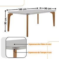 Mesa Sala De Jantar Liz 180cm Em Mdf E Vidro Com Canto Copo Off White/ Imbuia/ Serig. Off - 5