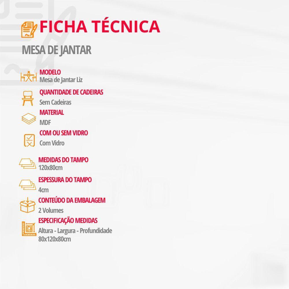 Mesa Para Sala De Jantar Liz 120cm Em Mdf E Vidro Grafite/ Imbuia/ Serig. Grafite - 4