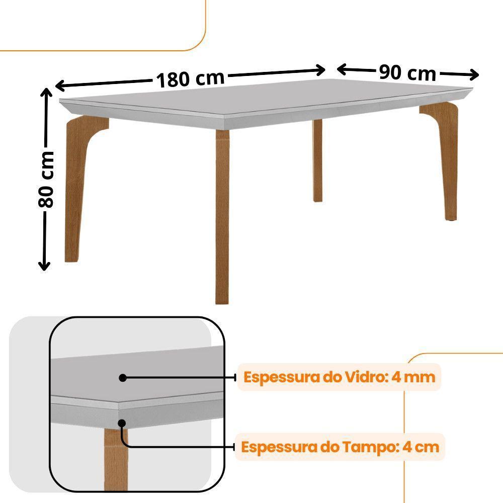 Mesa Para Sala De Jantar Liz 180cm Em Mdf E Vidro Off White/ Imbuia/ Off/ Serig. Off - 3