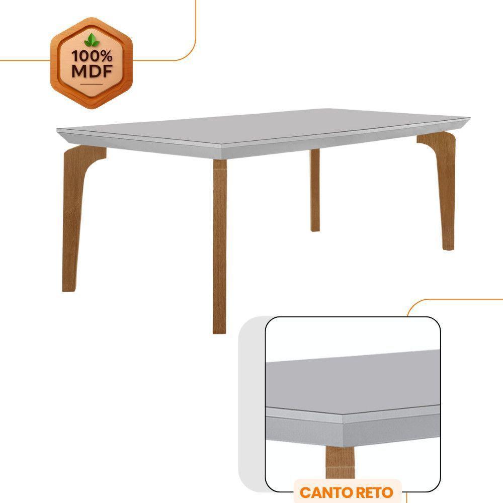 Mesa Para Sala De Jantar Liz 180cm Em Mdf E Vidro Off White/ Imbuia/ Off/ Serig. Off - 4