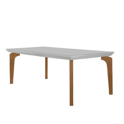 Mesa para Sala de Jantar Liz Retangular MDF e Vidro 180cm Off White Imbuia