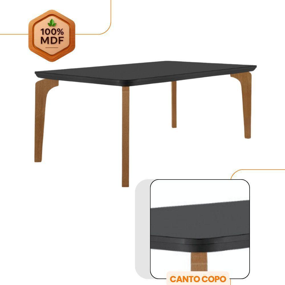 Mesa Sala De Jantar Liz 180cm Em Mdf E Vidro Com Canto Copo Grafite/ Imbuia/ Serig. Grafite - 4