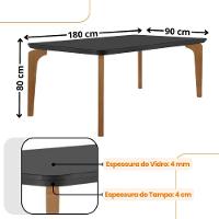 Mesa Sala De Jantar Liz 180cm Em Mdf E Vidro Com Canto Copo Grafite/ Imbuia/ Serig. Grafite - 3