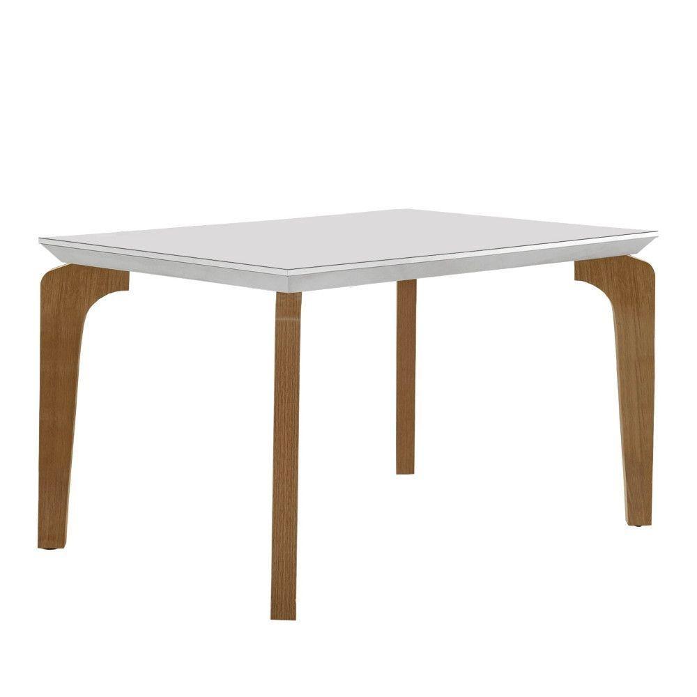 Mesa Para Sala De Jantar Liz 120cm Em Mdf E Vidro Off White/ Imbuia/ Serig. Off - 1