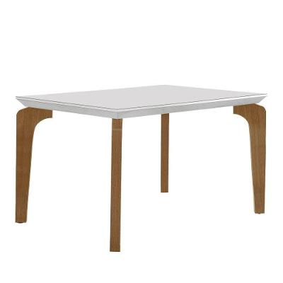 Mesa para Sala de Jantar Liz Retangular em Vidro 120cm Off White Imbuia