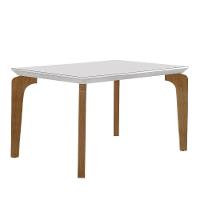 Mesa Para Sala De Jantar Liz 120cm Em Mdf E Vidro Off White/ Imbuia/ Serig. Off - 1