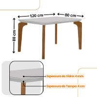 Mesa Para Sala De Jantar Liz 120cm Em Mdf E Vidro Off White/ Imbuia/ Serig. Off - 2