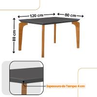Conjunto Mesa Liz 120cm Mdf Com 4 Cadeiras Athenas Moderna Linho Grafite/grafite/imbuia