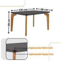 Conjunto Mesa Liz 120cm Com Vidro 4 Cadeiras Athenas Moderna Vel.creme Grafite Imbuia Serig. Grafite - 3