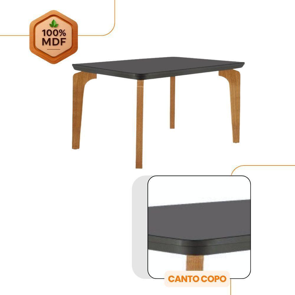 Conjunto Mesa Liz 120cm Com Vidro 4 Cadeiras Athenas Mod... Vel. Capuccino Grafite Imbuia Serig. Gra - 2
