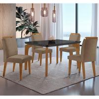 Conjunto Mesa Liz 120cm Com Vidro 4 Cadeiras Athenas Mod... Vel. Capuccino Grafite Imbuia Serig. Gra - 1