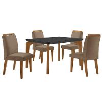 Conjunto Mesa Liz 120cm Com Vidro 4 Cadeiras Athenas Mod... Vel. Capuccino Grafite Imbuia Serig. Gra - 3