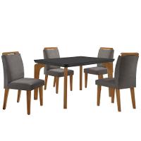 Conjunto Mesa Liz 120cm Com Vidro 4 Cadeiras Athenas Mod... Vel.grafite Grafite Imbuia Serig. Grafit - 2