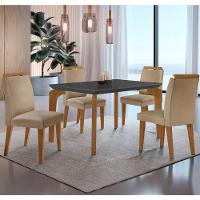 Conjunto Mesa Liz 120cm Mdf Com 4 Cadeiras Athenas Moderna Turim / Grafite / Imbuia - 1