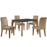 Conjunto Mesa Liz 120cm Mdf Com 4 Cadeiras Athenas Moderna Turim / Grafite / Imbuia - 2