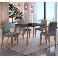 Conjunto Mesa Liz 120cm Com Vidro 4 Cadeiras Athenas Mod... Lin. Grafite Grafite Imbuia Serig. Grafi - 1