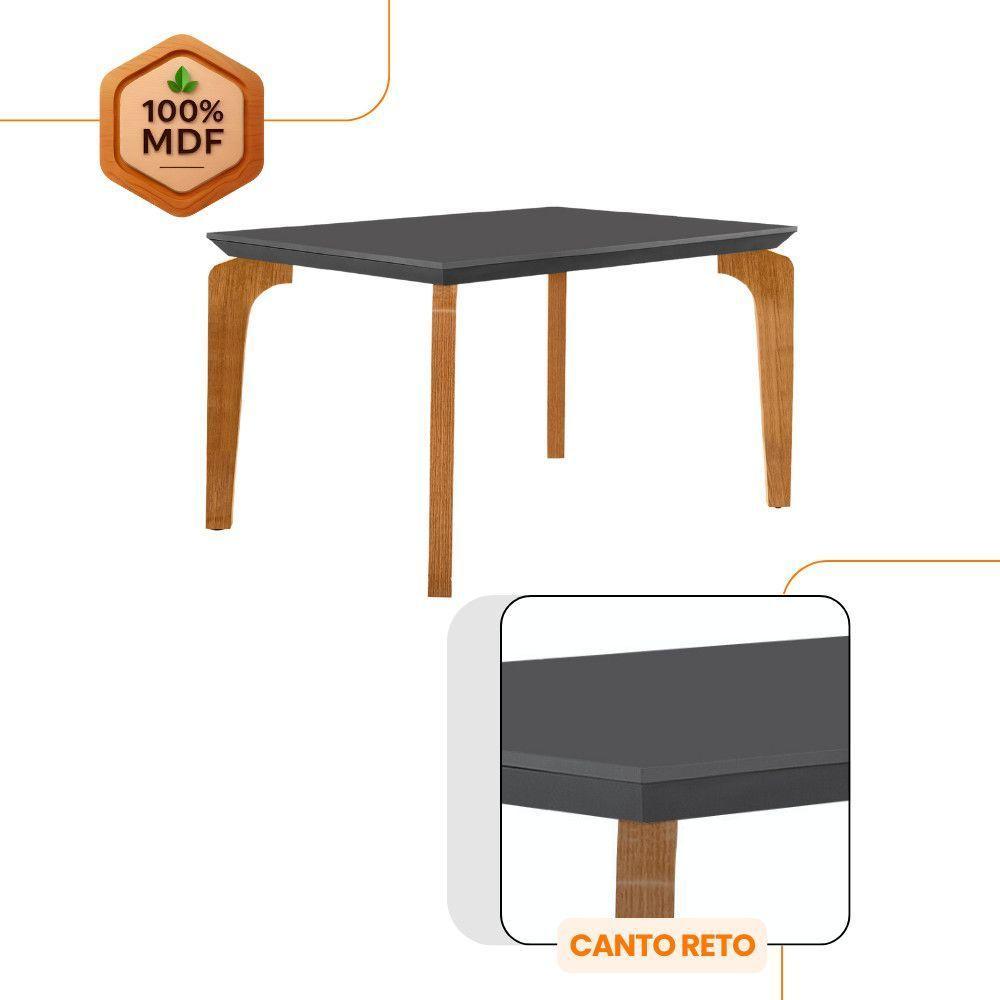 Conjunto Mesa Liz 120cm Mdf Com 4 Cadeiras Athenas Moderna Veludo Marrom/grafite/imbuia - 6